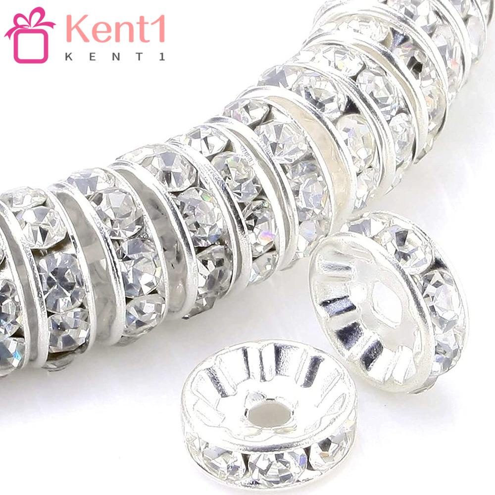 KENT1 Set 200 Hạt Cườm Đá 8mm Mạ Vàng / Bạc Lấp Lánh Dùng Để Làm Trang Sức