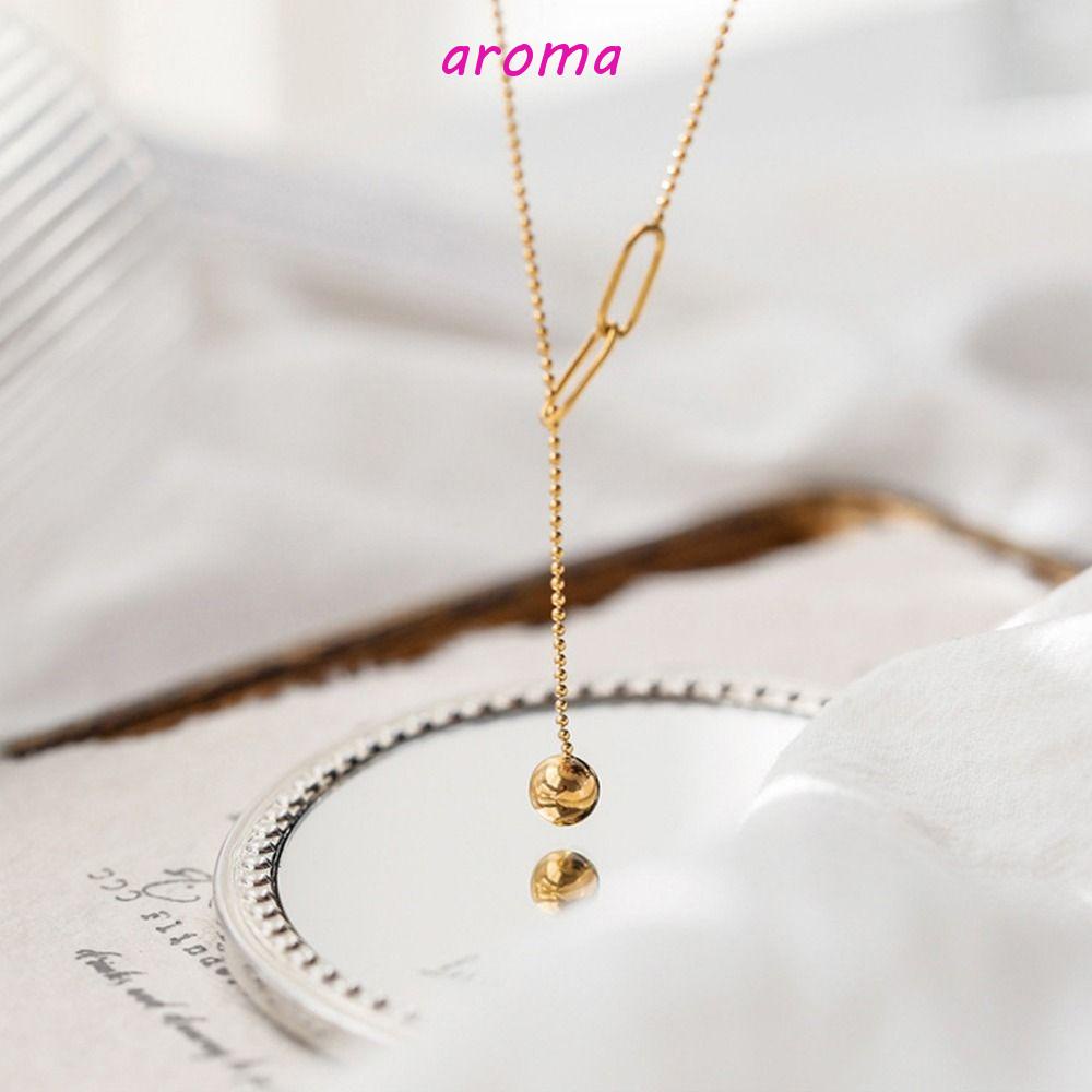 AROMA Vòng cổ Thép Titan Dáng Dài Thiết Kế Tinh Tế Thời Trang Cho Nữ