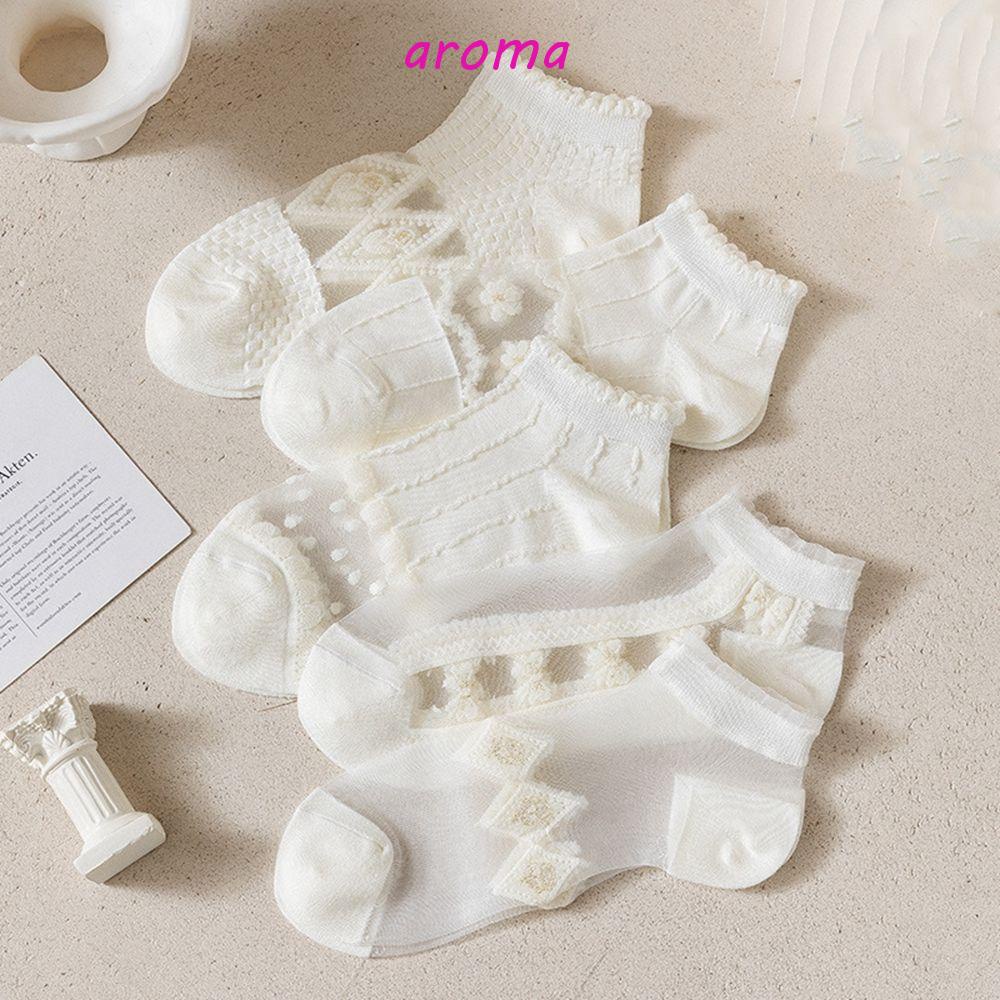 AROMA Đôi Vớ Lưới Xuyên Thấu Phong Cách Hàn Quốc Đáng Yêu Dành Cho Nữ