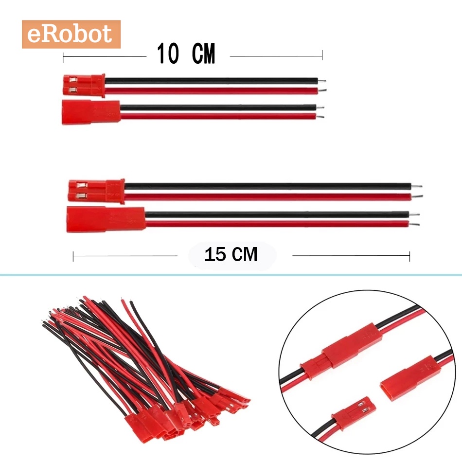 Bộ 20 Dây Nối Phích Cắm Đực + Cái 100mm 200mm 2 Pin JST Cho Đèn LED RC