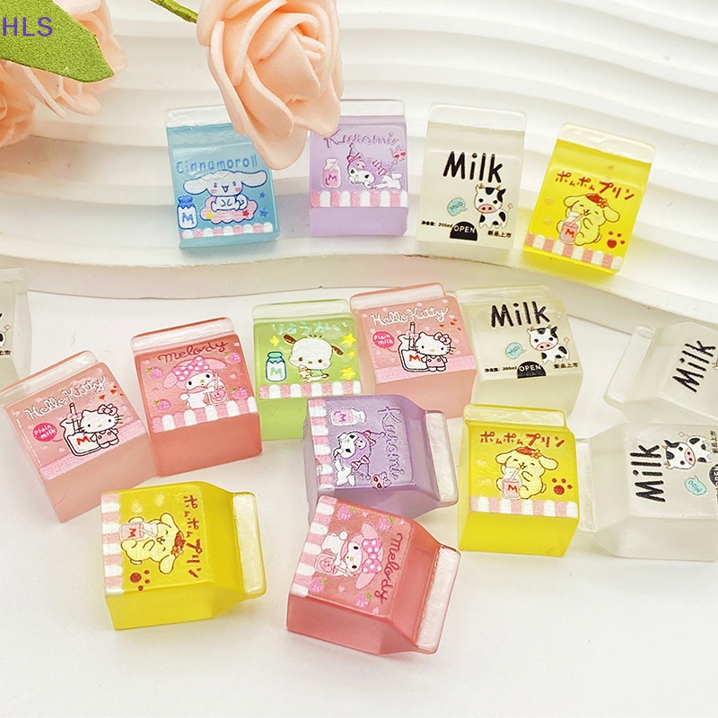 [HLS] Set 10 Miếng Dán Trang Trí Điện Thoại Hình Hộp Sữa Hoạt Hình Kawaii DIY