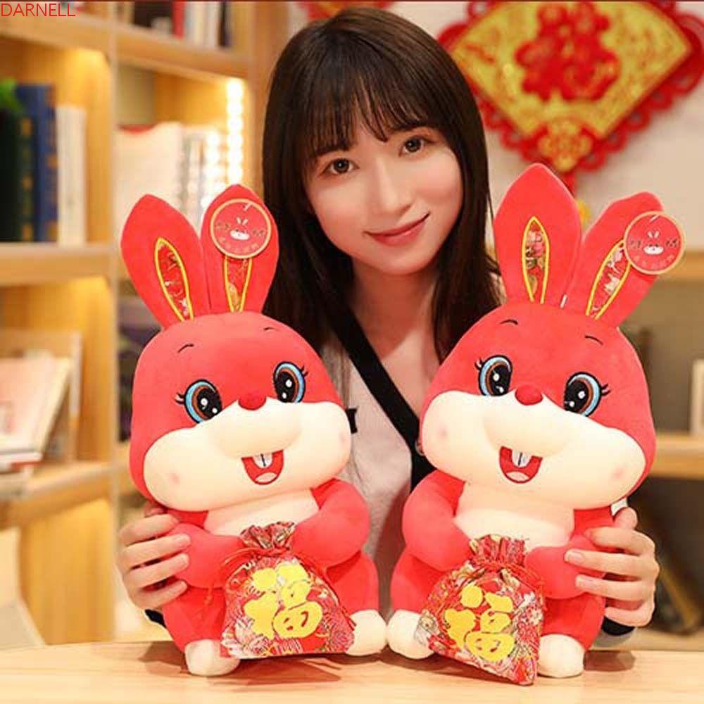 DARNELL Thỏ Nhồi Bông Mềm Mại Phong Cách Trung Hoa Trang Trí Năm Mới