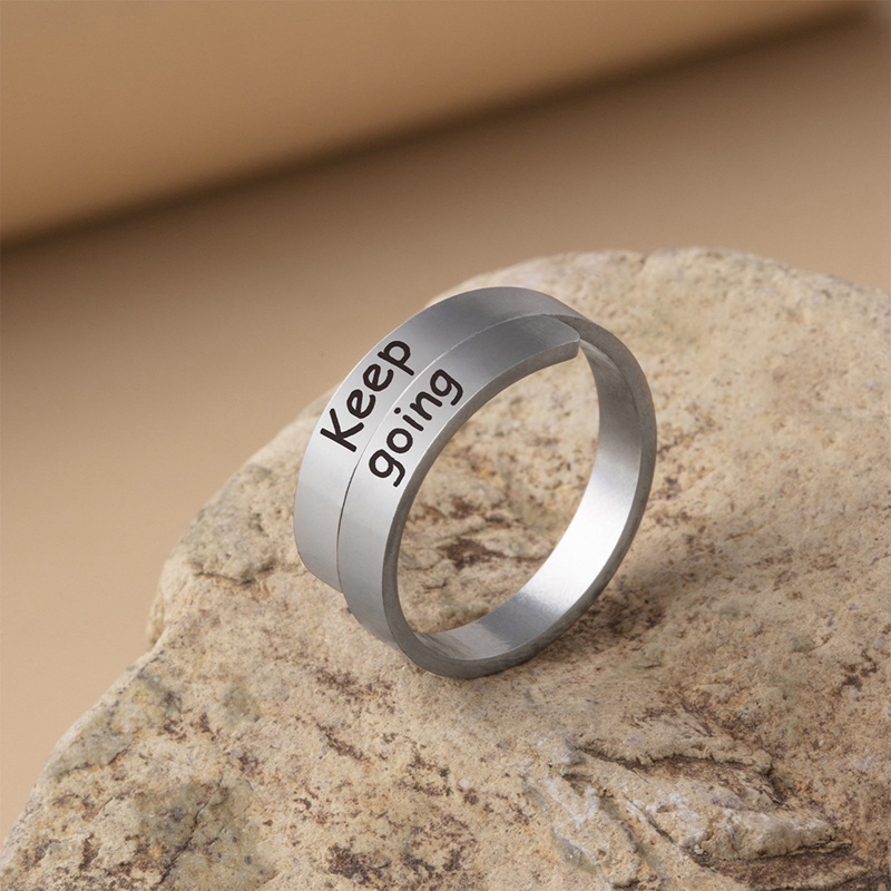 Ygt Nhẫn Thép Không Gỉ Màu Bạc Khắc Chữ Tiếng Anh Giữ Điều Chỉnh Được Thời Trang Thích Hợp Làm Quà Tặng Tiệc