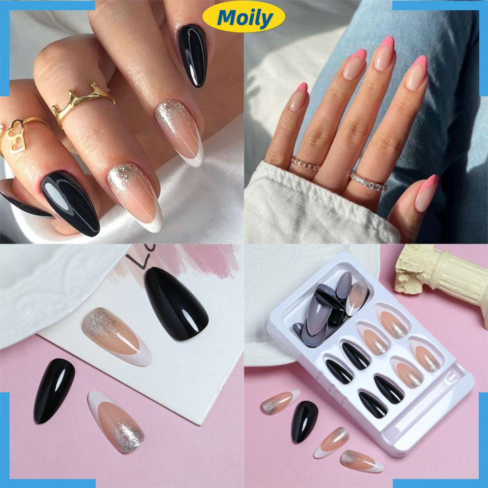 MOILYVN Móng Tay Giả Đầu Nhọn Che Phủ Toàn Diện Có Thể Tháo Rời Cho Nữ