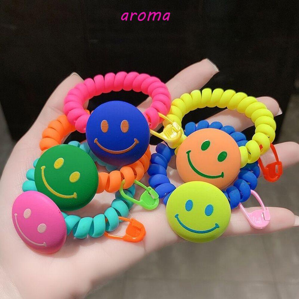 AROMA Dây Buộc Tóc Cao Su Co Giãn Nhiều Màu Phong Cách Hàn Quốc Cho Nữ Giá Đỡ