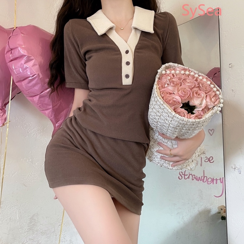 Đầm Ôm Cổ Polo Tay Ngắn Thời Trang Mùa Hè Quyến Rũ Cho Nữ