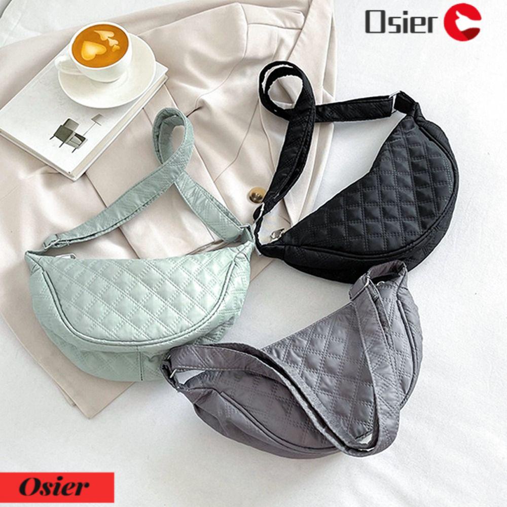 OSIER1 Túi Đeo Vai Cotton Họa Tiết Sọc Caro Thời Trang Cho Nữ