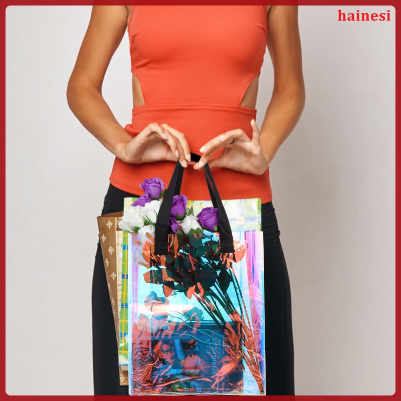 Set 2 Túi Xách Tay Bằng Nhựa Thiết Kế Đơn Giản Dùng Khi Đi Mua Sắm