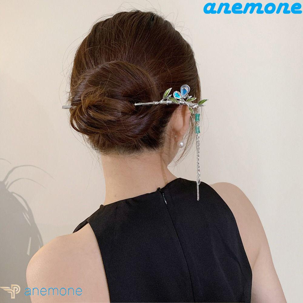 ANEMONE Trâm Cài Tóc Hình Chiếc Lá Phối Tua Rua Phong Cách Trung Hoa Cổ Điển Thời Trang Cho Nữ