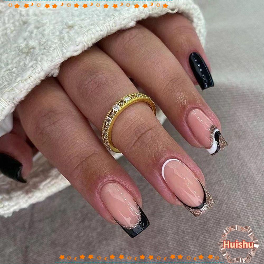 HS Set 24 Móng Tay Giả Dạng Nhấn Tiện Lợi