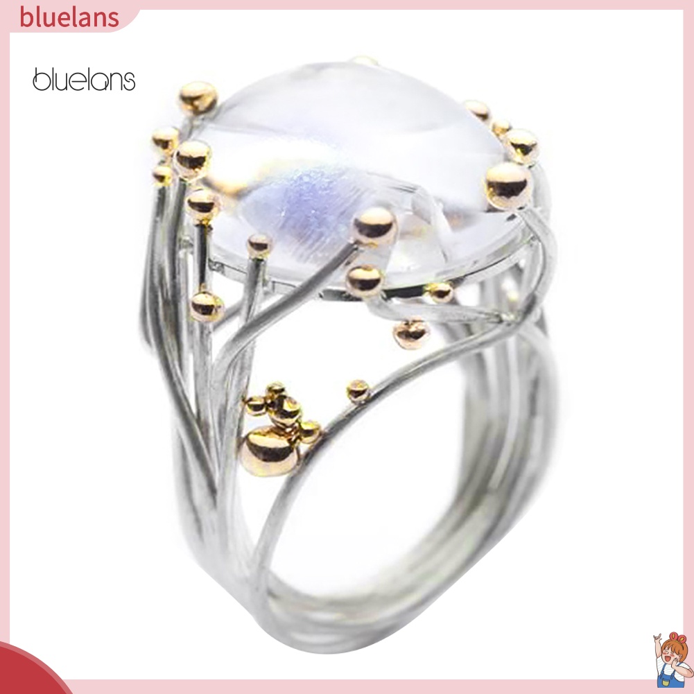 Nhẫn Đính Hôn Đính Đá Topaz Nhân Tạo Màu Sắc Đôi Phong Cách Vintage Dành Cho Nữ