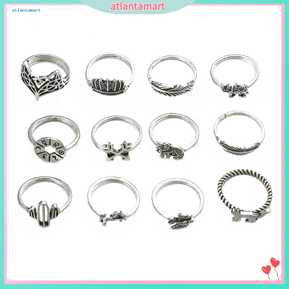 Túi Đựng Đồ Dùng Cao Cấp Tiện Dụng| Bộ 12 Nhẫn Đeo Đốt Tay Phong Cách Vintage Xinh Xắn