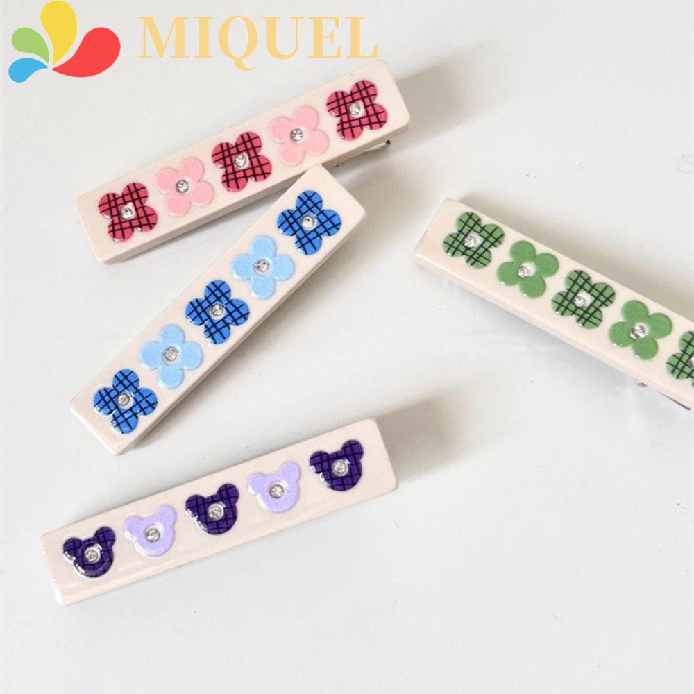 MIQUEL Kẹp Tóc Mỏ Vịt Đính Đá Bằng Hợp Kim Phong Cách Harajuku Hàn Quốc Cho Trẻ Em