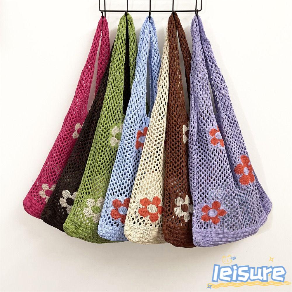 LEISURE Túi Đeo Vai Đan Len Thời Trang Mùa Hè Xinh Xắn Cho Nữ