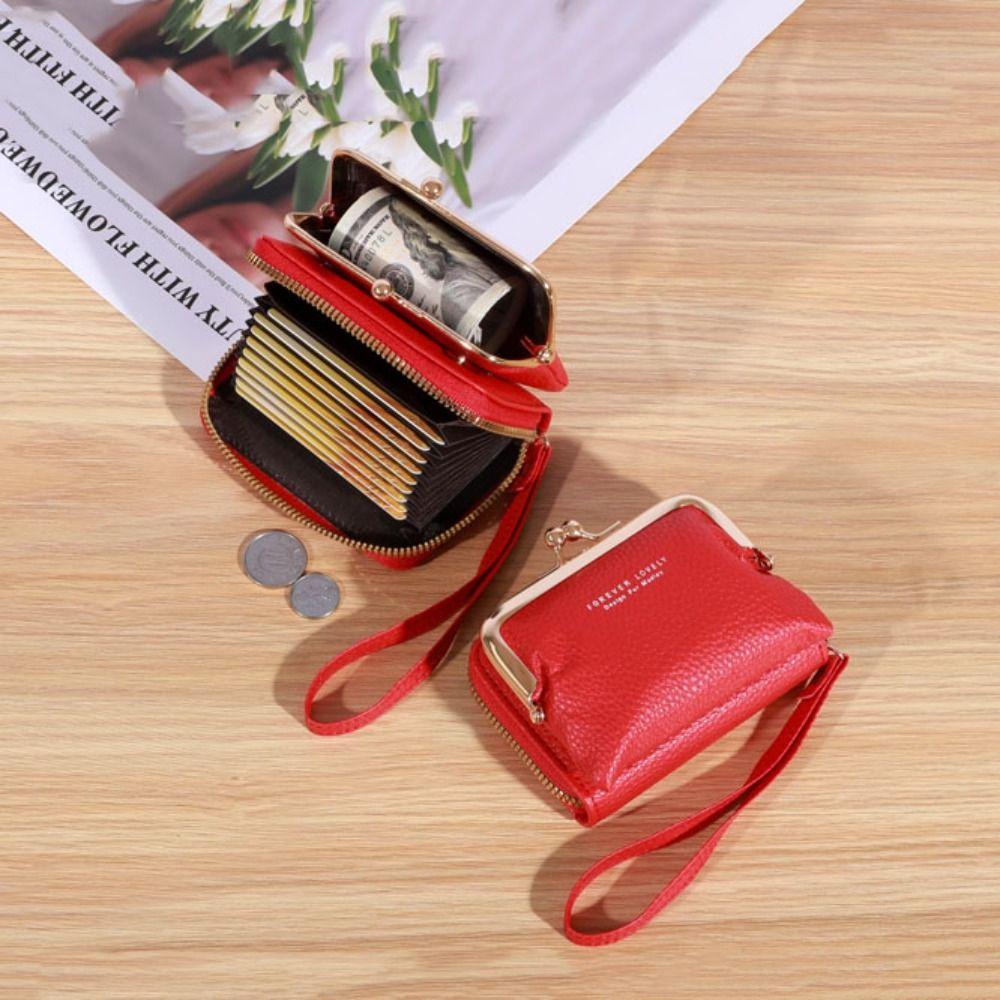 DANES Ví Ngắn Bằng Da PU Màu Trơn Sức Chứa Lớn Có Dây Đeo Vai Tháo Rời Được Cho Nữ