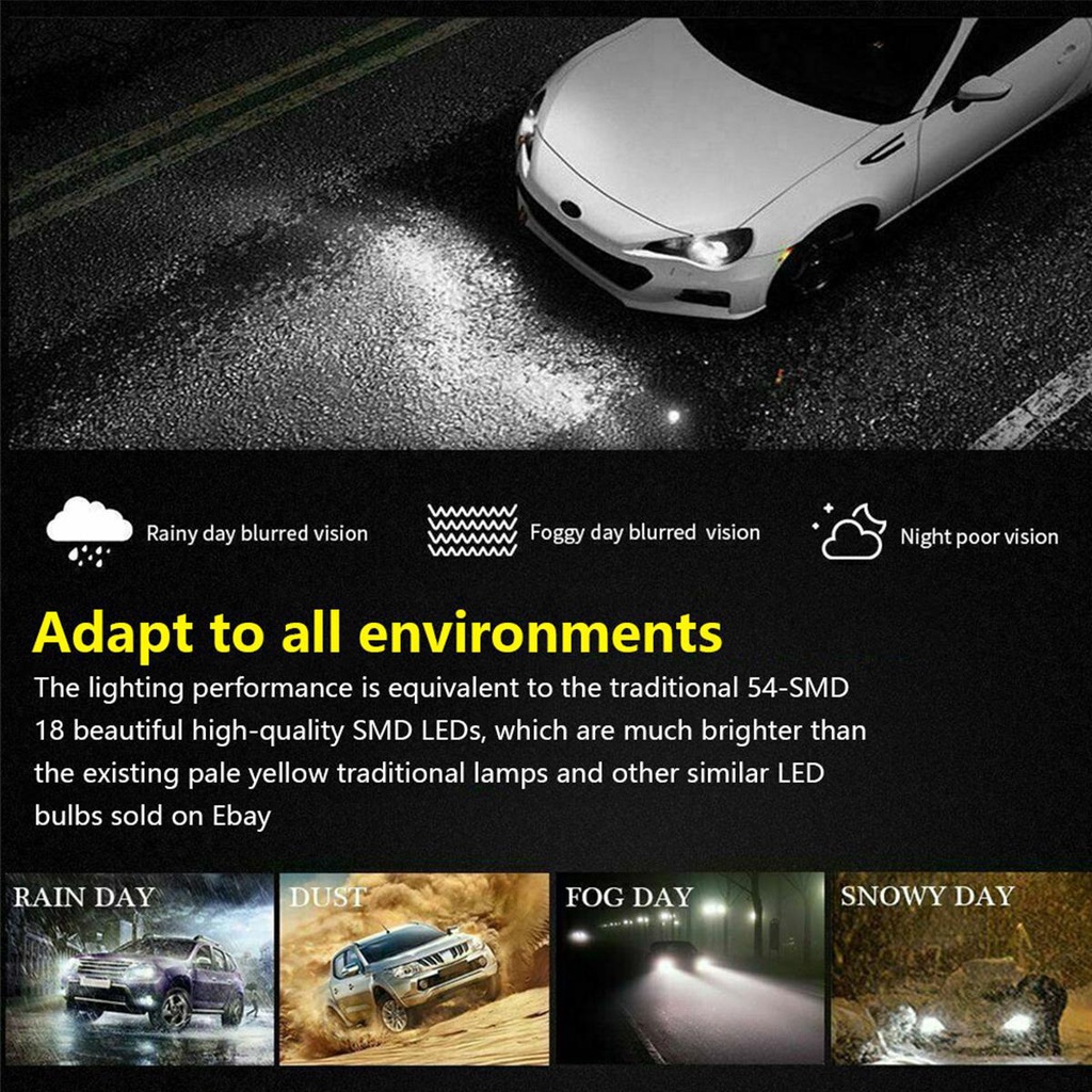 2 Bóng Đèn Sương Mù H8 / H11 5630 660LM 6000K 12V Shopc0982 Cho Xe Hơi