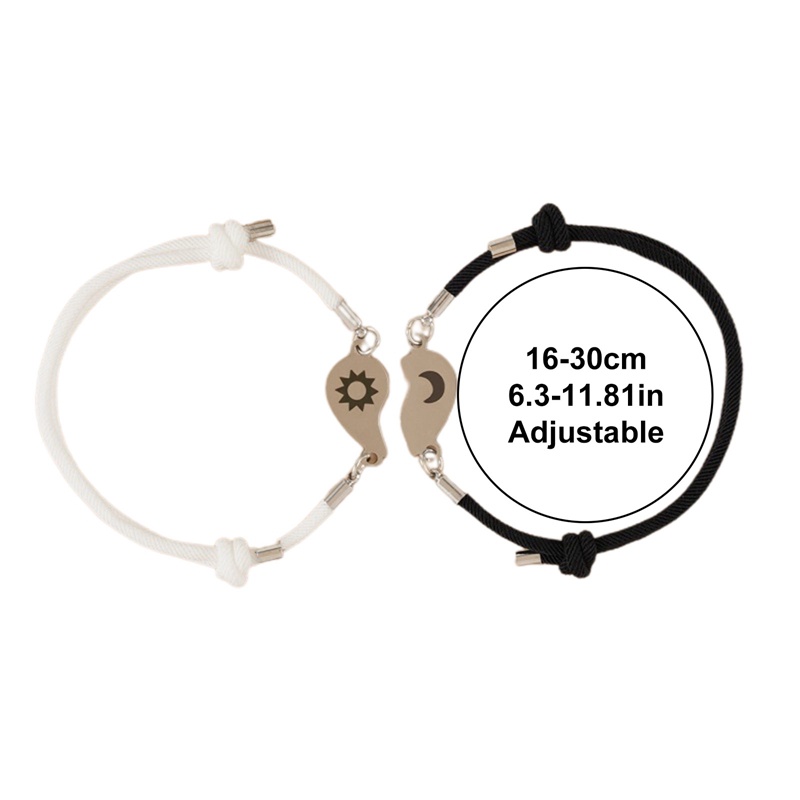 Ygt Set 2 Vòng Tay Mặt Trăng / Mặt Trời Bằng Thép Không Gỉ Có Thể Điều Chỉnh Cho Cặp Đô