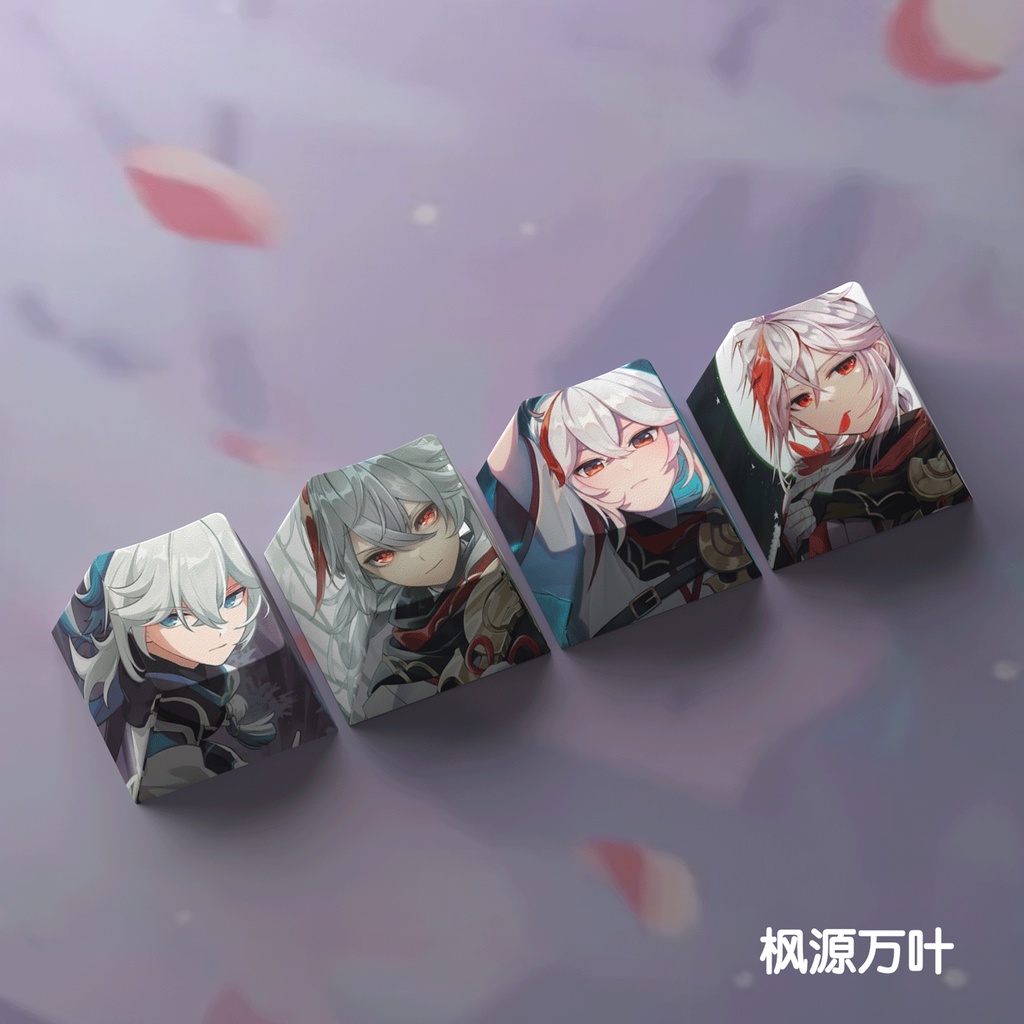 Bộ 4 Nút Bàn Phím Cơ Genshin Cherry Profile R4 PBT Xiao Kaedehara Kazuha Xiao Tartaglia Diluc Dễ Thương