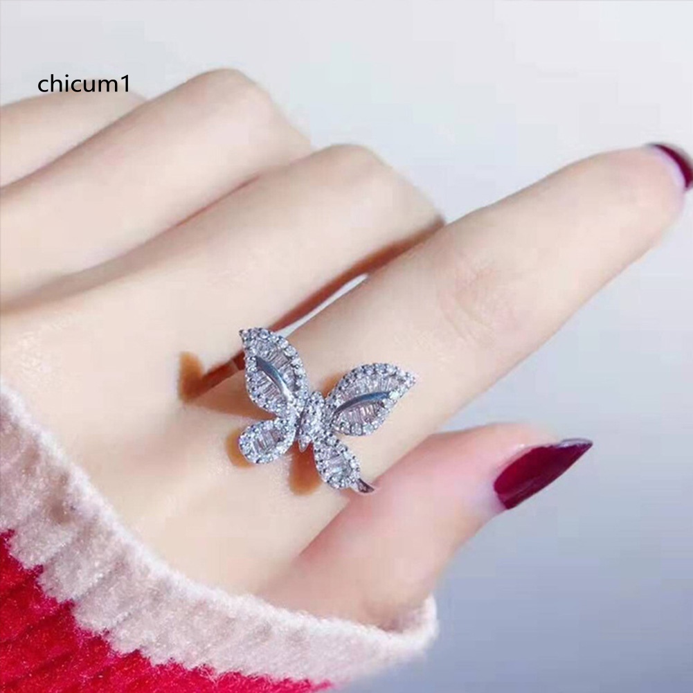 Nhẫn Hợp Kim Hình Bướm Đính Đá Zircon Phong Cách Vintage Cho Nữ