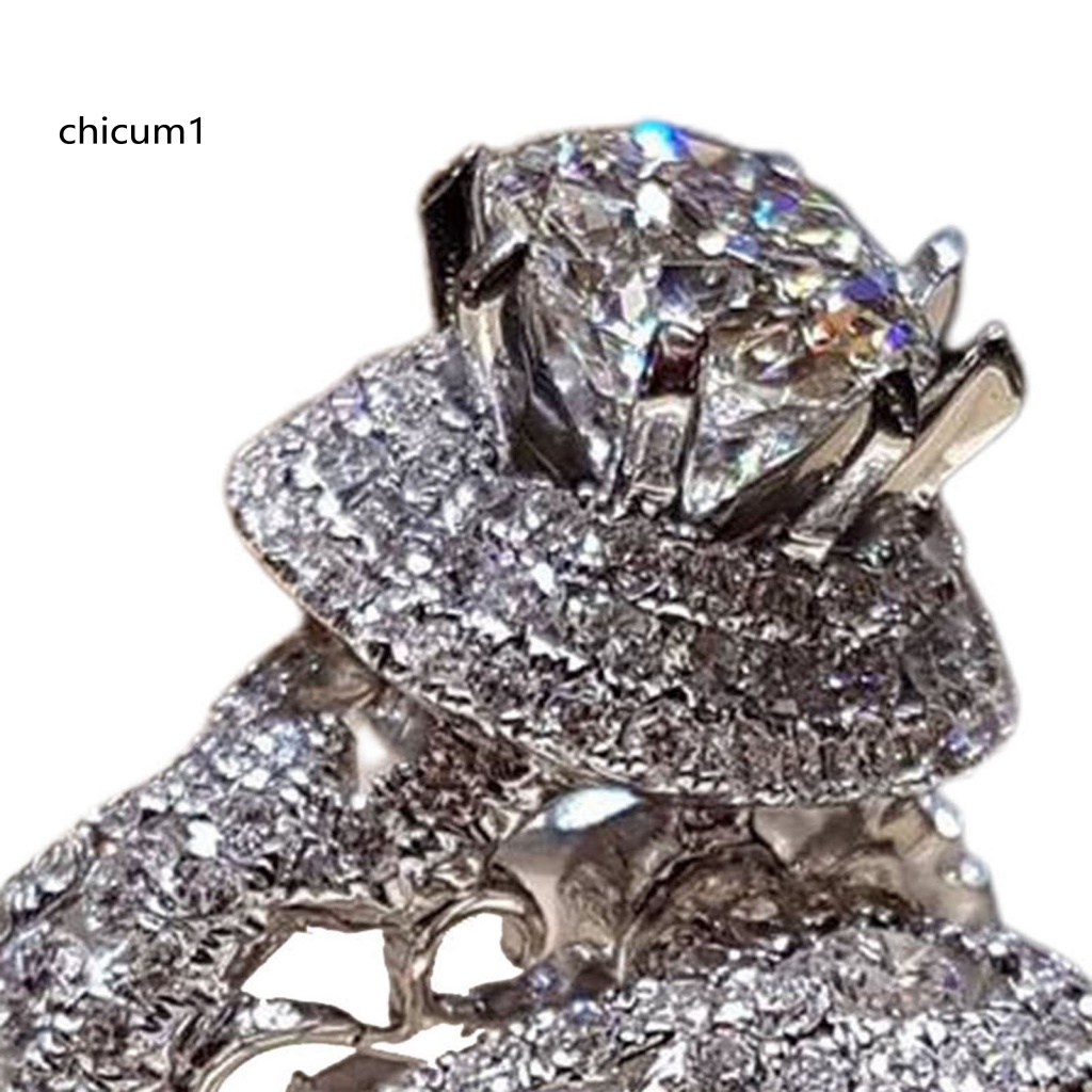 1 Cặp Nhẫn Cưới Mạ Điện Đính Đá Zircon Sáng Bóng
