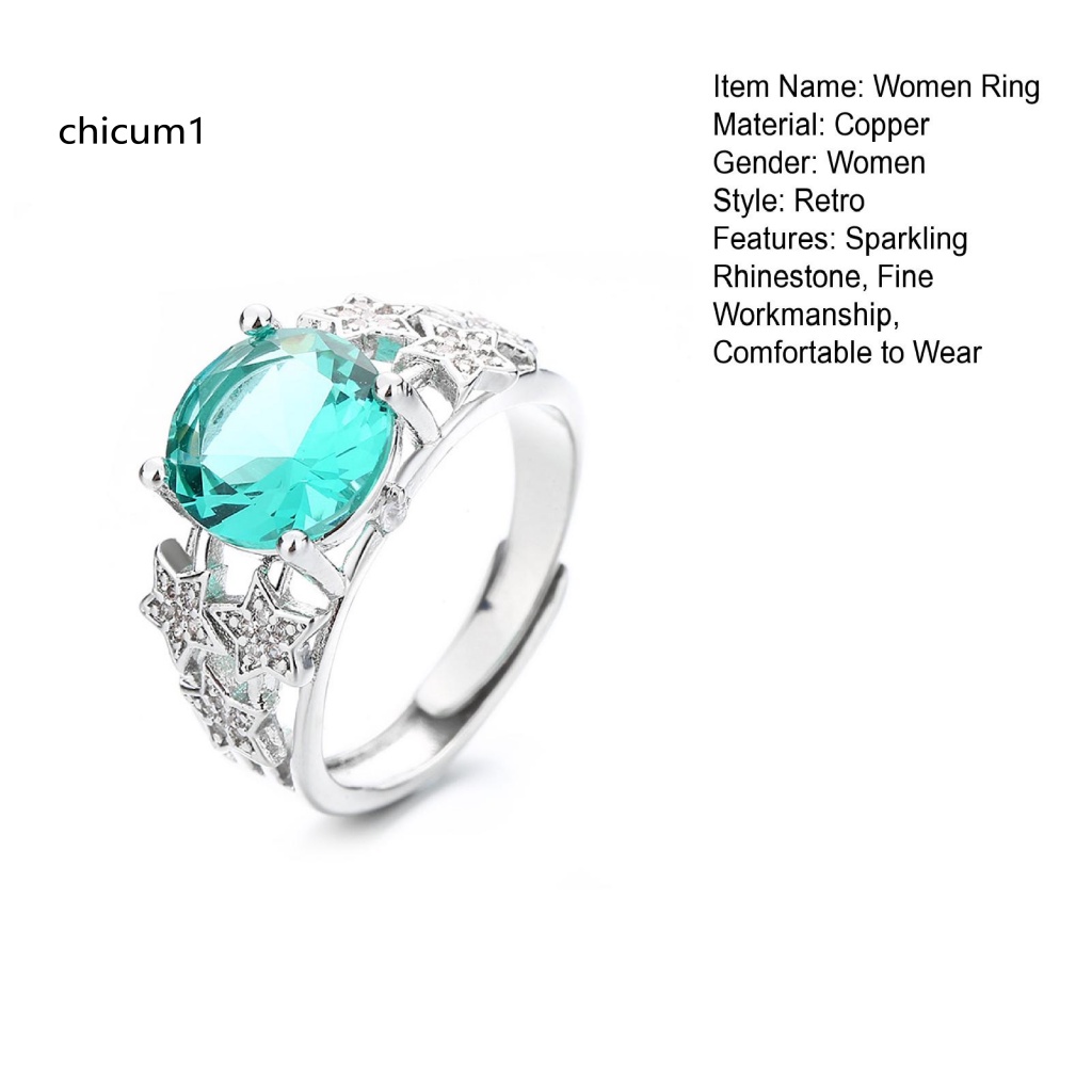 Nhẫn Hở Hình Ngôi Sao Năm Cánh Đính Đá Phong Cách Retro Thời Trang Cho Nữ