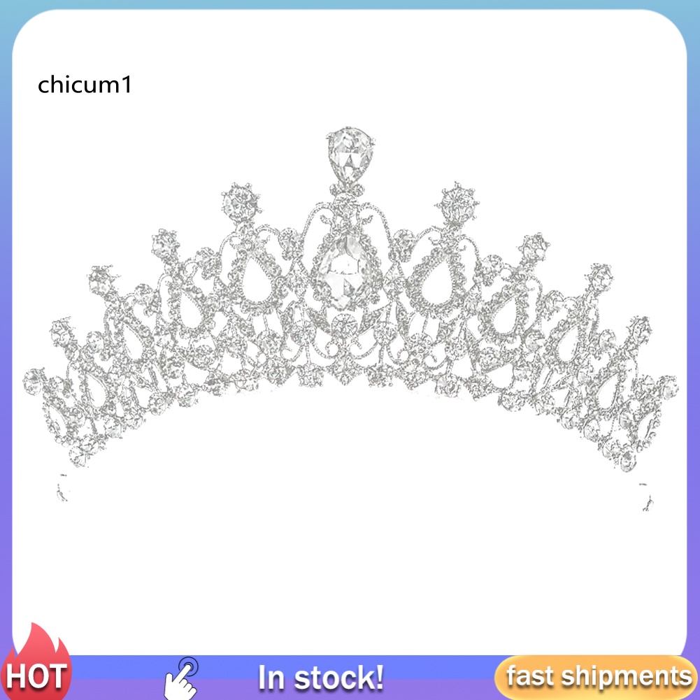 Băng Đô Cài Tóc Hình Vương Miện Đính Đá Lấp Lánh Cho Cô Dâu