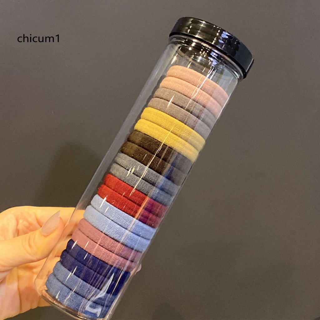 Set 20 Dây Cột Tóc Co Giãn Siêu Mềm Chống Trượt Màu Trơn Cho Nữ