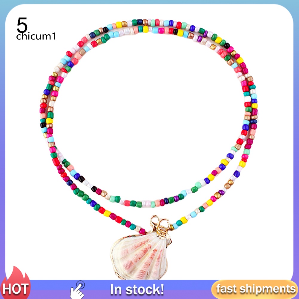 Vòng cổ Hai Lớp Đính Vỏ Sò Phong Cách Bohemian