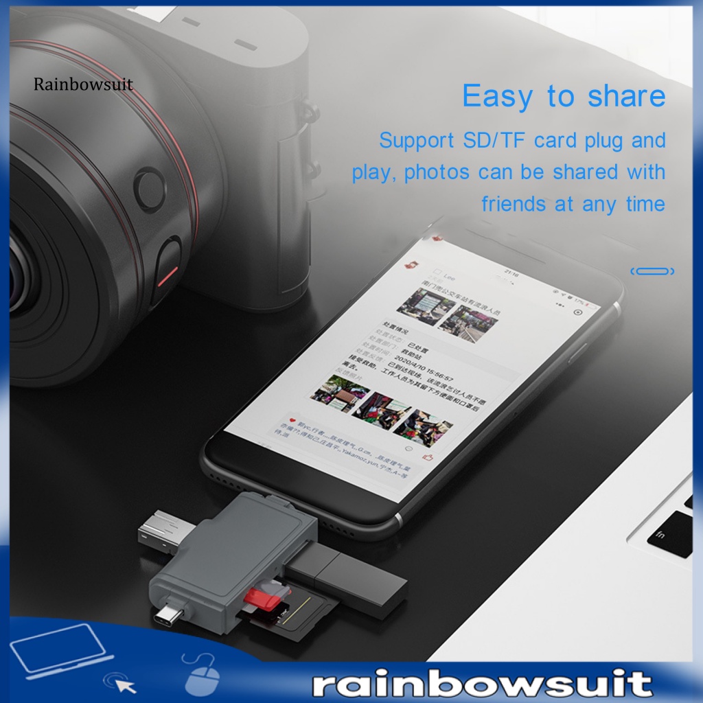 Đầu Đọc Thẻ Nhớ Micro USB Type-C TF SD Tốc Độ Cao Đa Năng