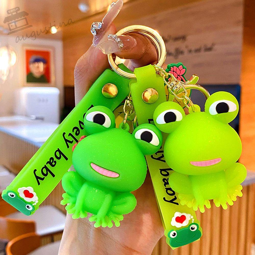 AUGUSTINA Móc Khóa Hình Ếch Xanh Hoạt Hình Sáng Tạo Phong Cách Hàn Quốc