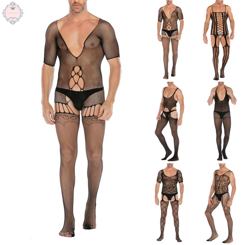 Jumpsuits Full Body Mesh Hollow Out Man Mesh Sheer Transparent Underwear