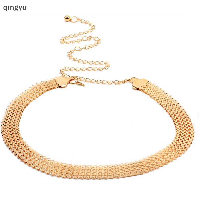 Thắt Lưng Dây Xích Kim Loại Gợn Sóng Màu Vàng Thời Trang Mới