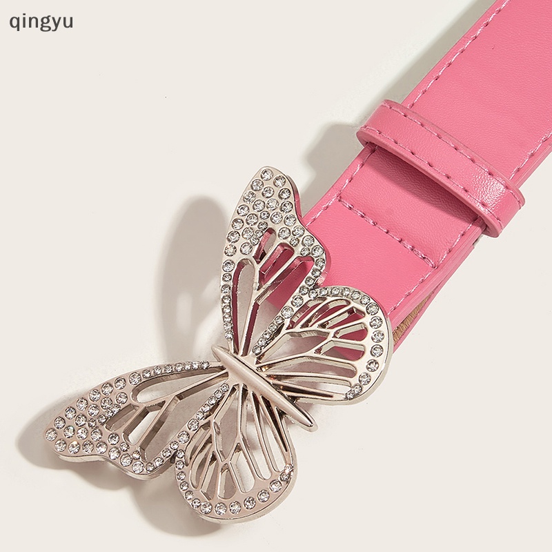 Thắt Lưng Da Pu Khóa Hình Bướm Đính Đá Độc Đáo Thời Trang Cho Nữ
