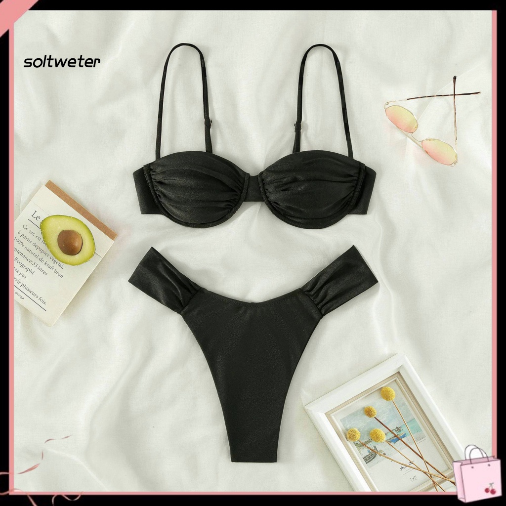 Bộ Đồ Bơi 2 Mảnh Lưng Cao Có Mút Đệm Ngực Thời Trang Mùa Hè Dành Cho Nữ