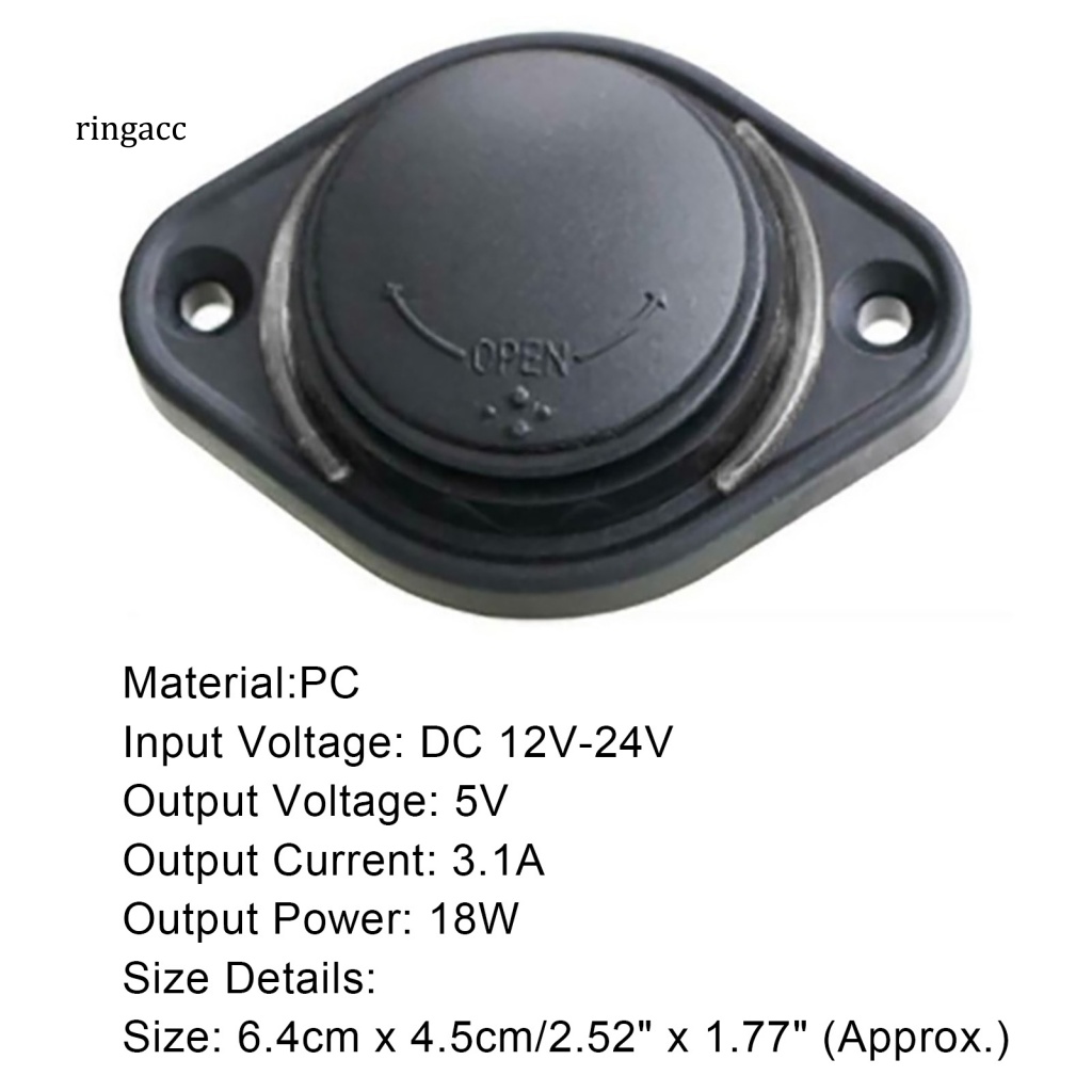 Ổ Cắm Sạc Hai Cổng USB RGA 31A 12-24V Cho Xe Hơi / Tàu Thuyền