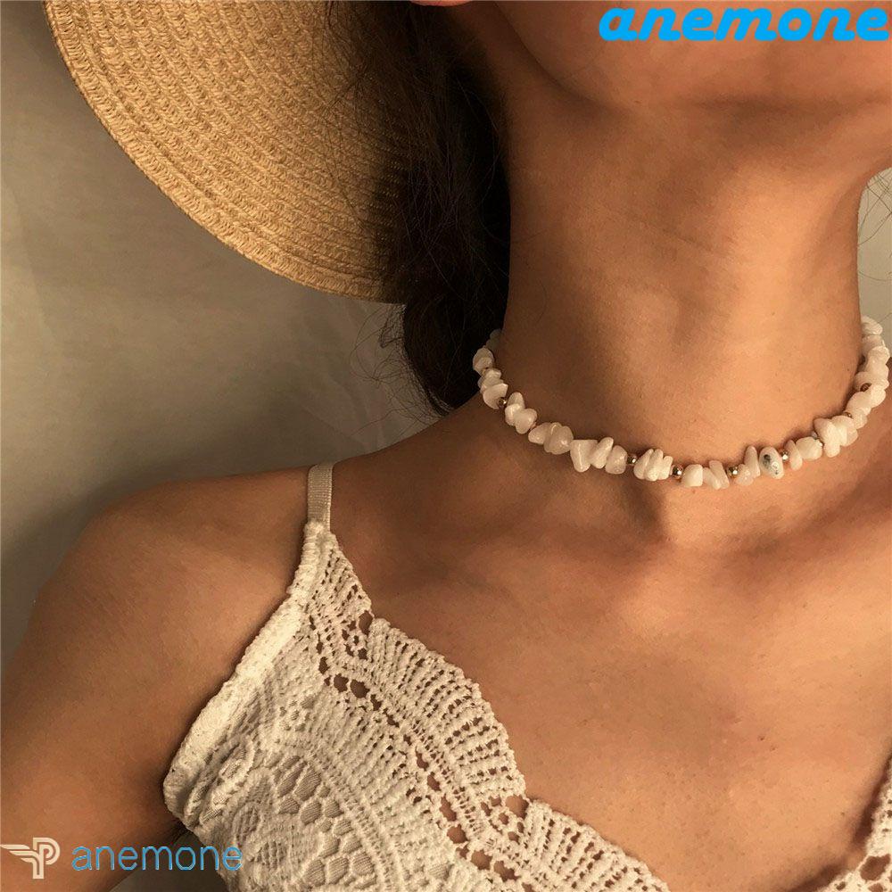 ANEMONE Vòng Cổ Choker Bằng Hợp Kim Màu Trắng Trong Suốt Thời Trang Cho Nữ