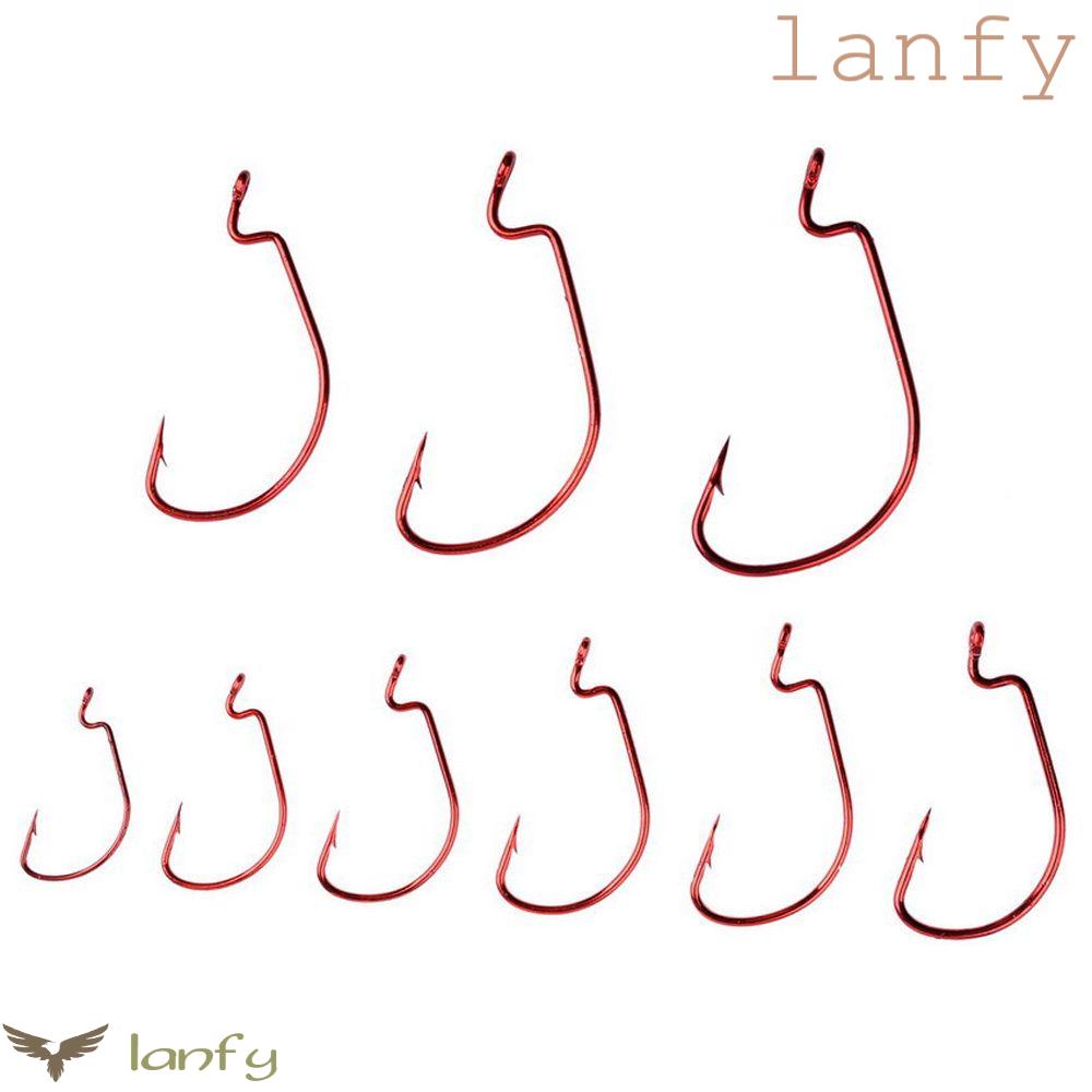 LANFY Hộp 10 Lưỡi Câu Cá Bằng Thép Carbon Mềm