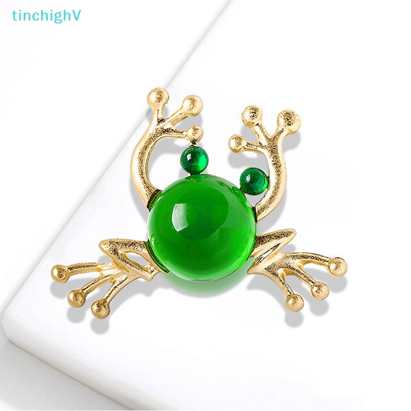 Ghim Cài Áo Hình Nhện / Ếch Đính Pha Lê Xanh Lá Họa Tiết Hoạt Hình Dễ Thương