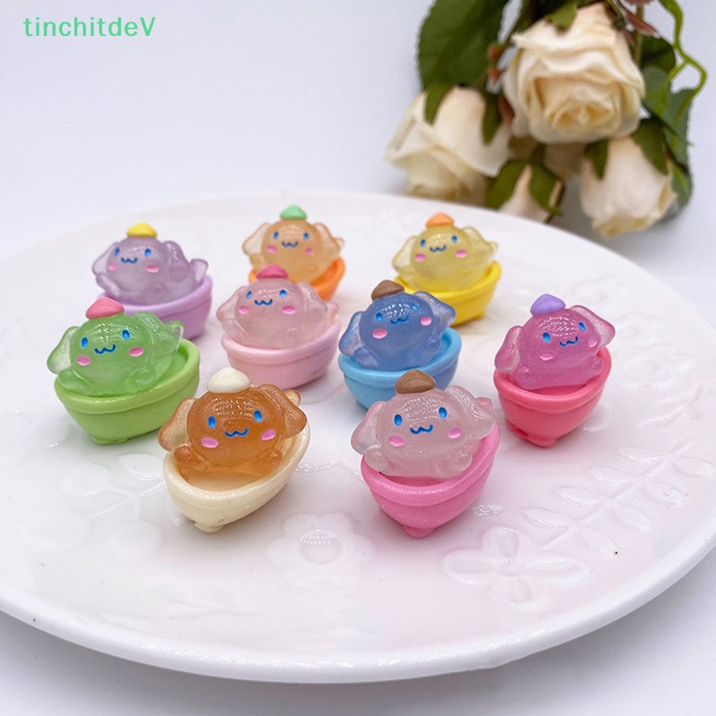 Set 2 Chú Chó Tai To Bằng Nhựa Resin Dạ Quang Dễ Thương Trang Trí Xe Hơi
