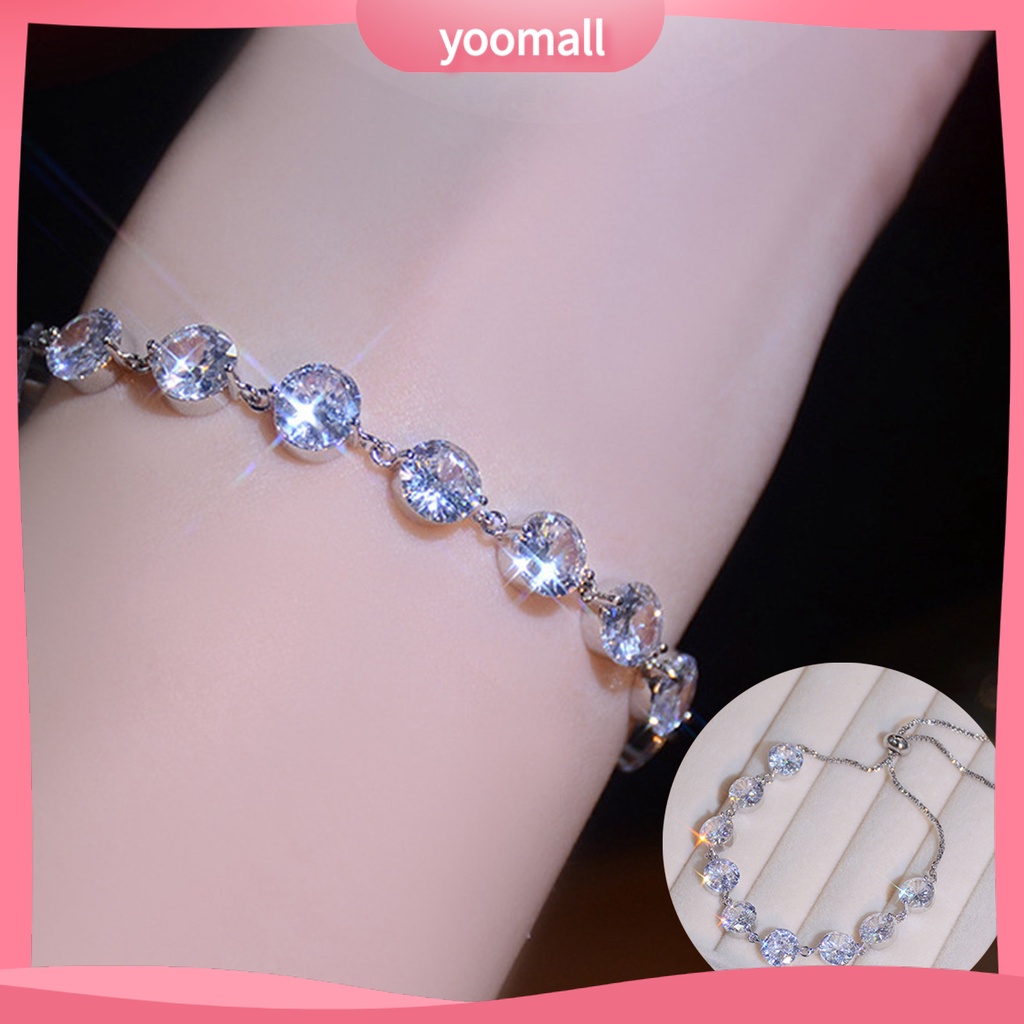 Vòng Tay Hạt Tròn Màu Bạc Lấp Lánh Thời Trang Cho Nữ