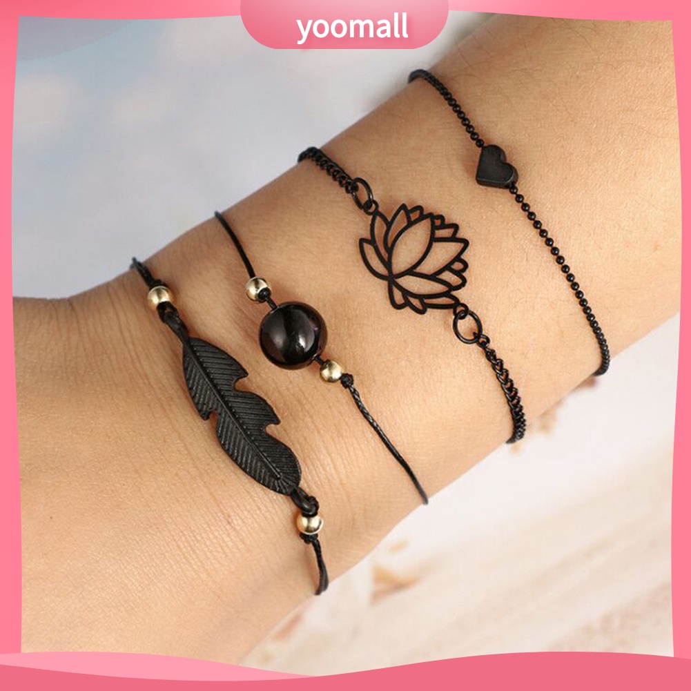 Set 4 Vòng Tay Hợp Kim Thời Trang Cho Nữ