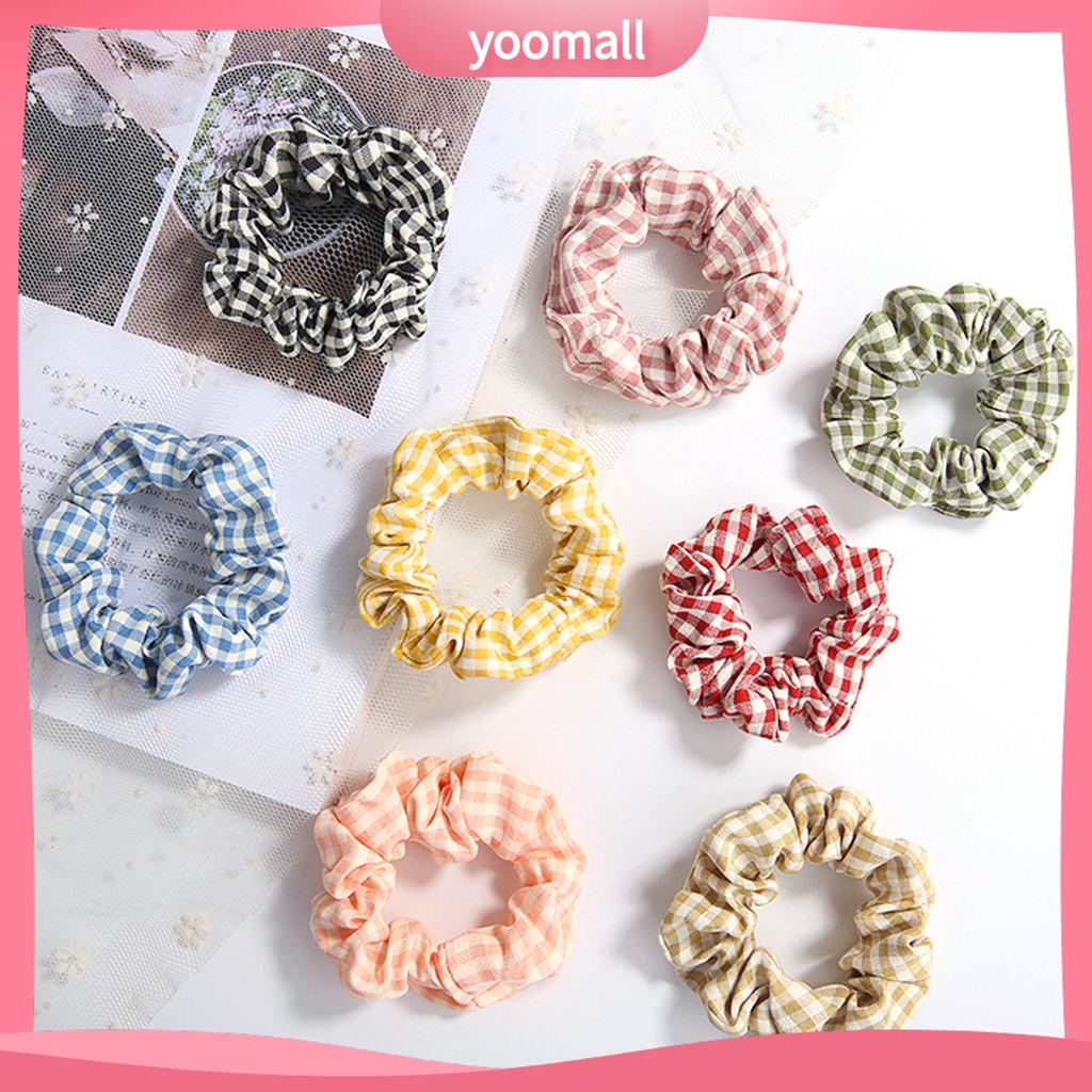 Dây Cột Tóc Vải Co Giãn Họa Tiết Kẻ Sọc Phong Cách Hàn Quốc