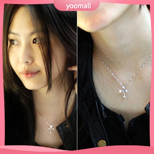 Vòng cổ Mạ Bạc Mặt Thánh Giá Đính Đá Thời Trang Dành Cho Nữ