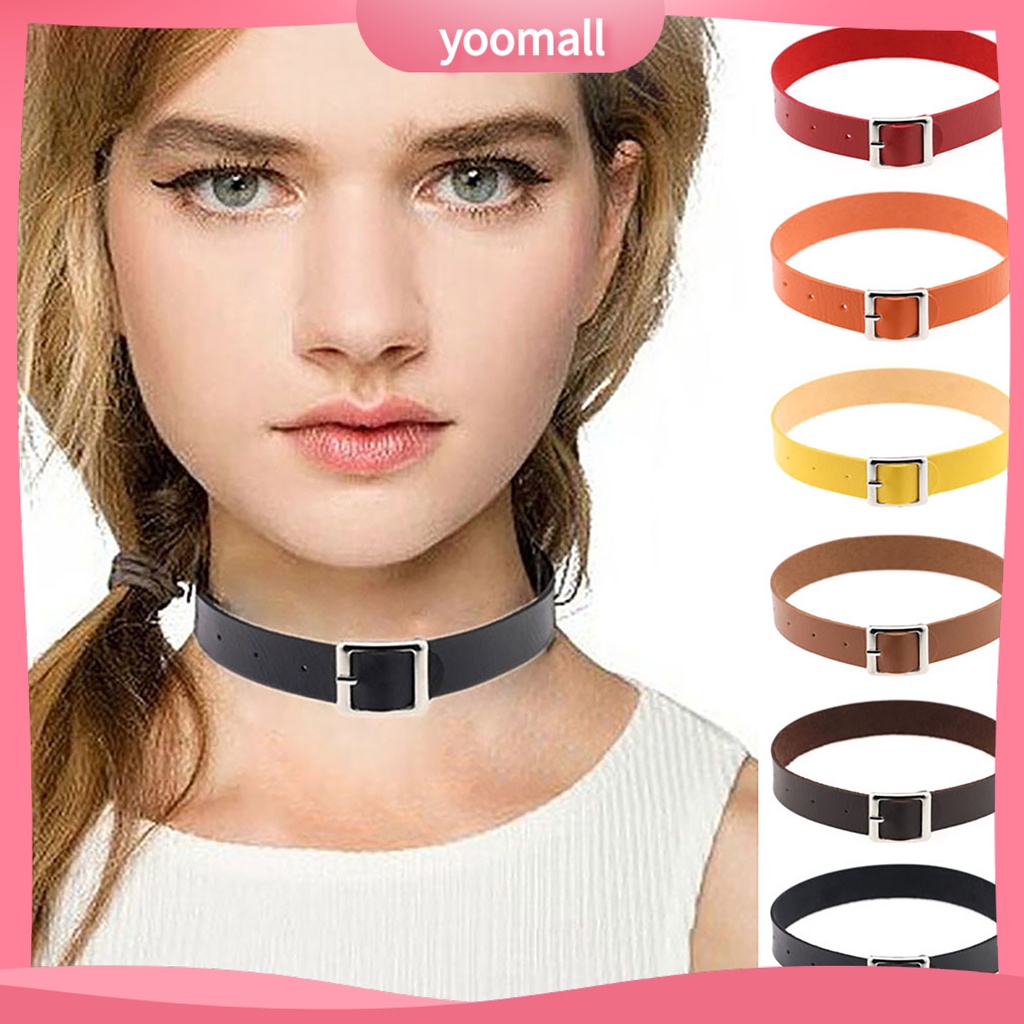 Vòng Cổ Choker Giả Da Phong Cách Punk Cổ Điển