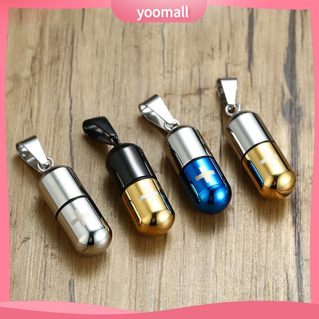 Vòng cổ Thép Titan Mặt Hình Hộp Thuốc / Giá Đỡ Nước Hoa Unisex