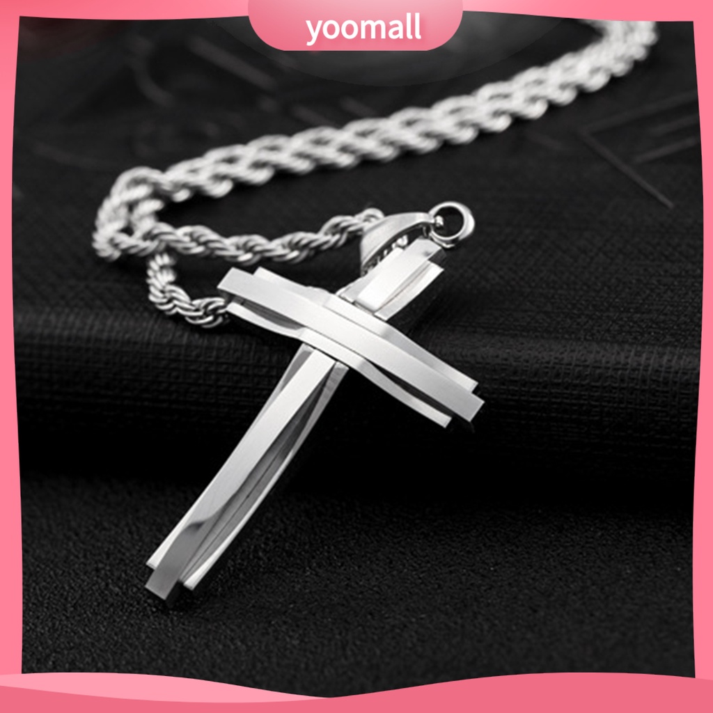 Vòng cổ Thép Titan Mặt Thánh Giá Phong Cách Hip Hop Thời Trang Cho Nam
