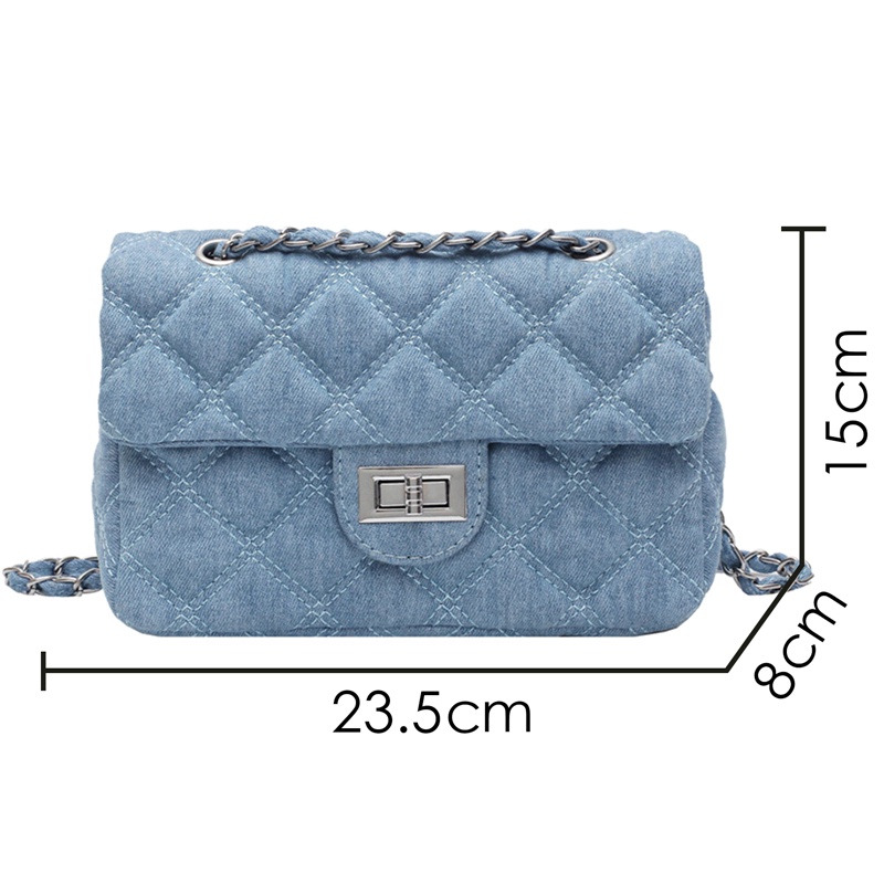 Fancysip Túi Xách Denim Phối Dây Xích Thời Trang Sang Trọng Cho Nữ