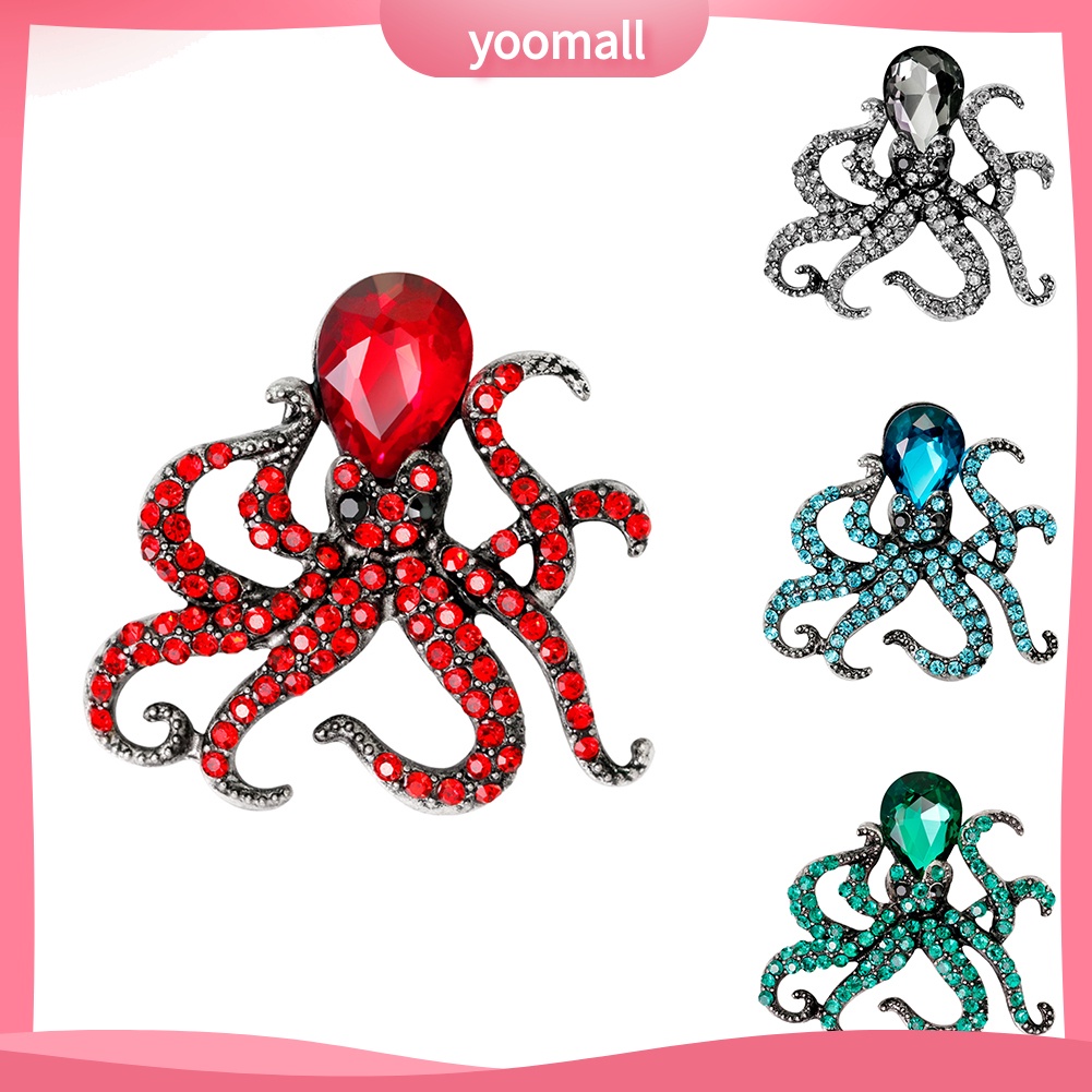 Ghim Cài Áo Hình Bạch Tuộc Đính Đá Dễ Thương
