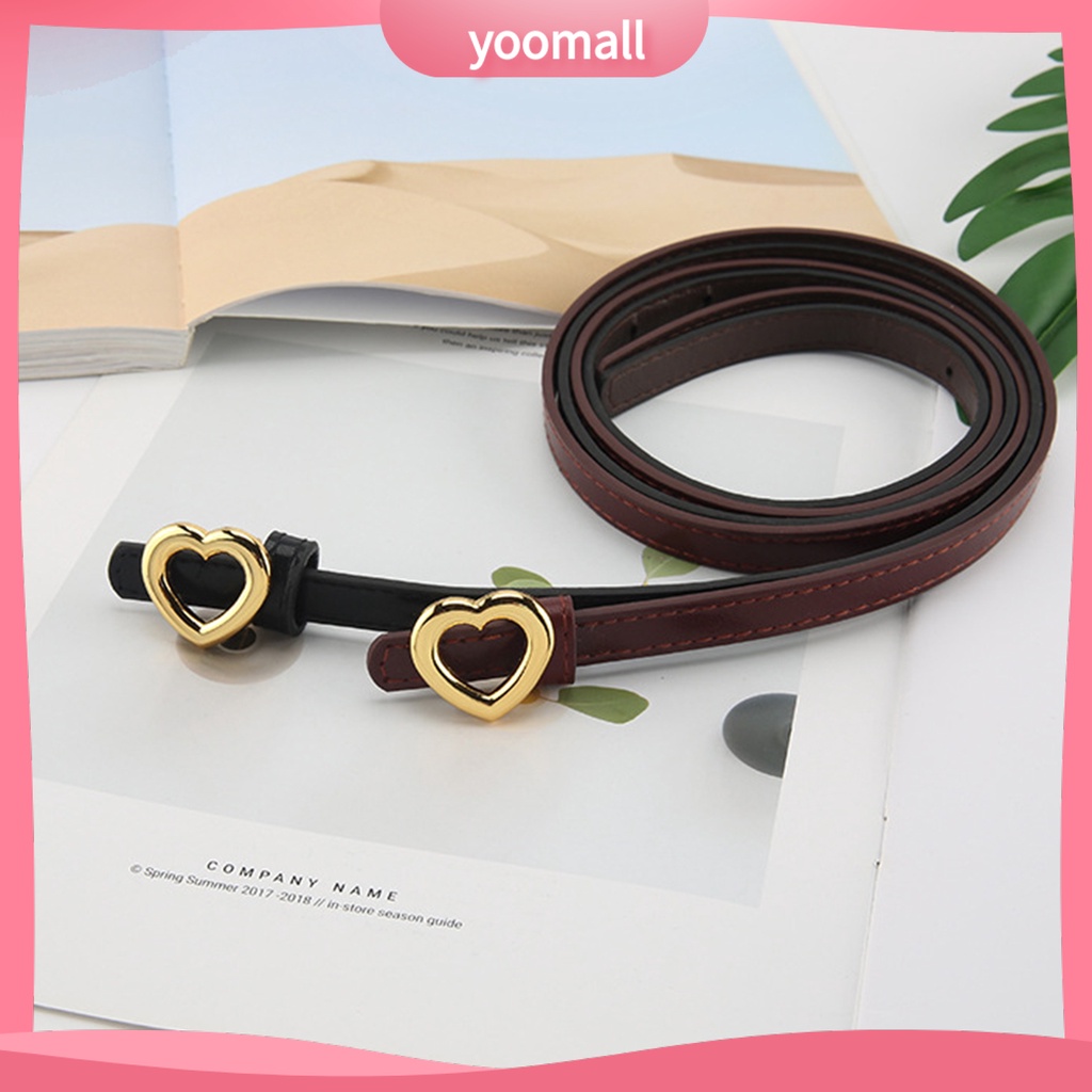 Thắt Lưng Giả Da Màu Trơn Khóa Hình Trái Tim Có Thể Điều Chỉnh Cho Nữ