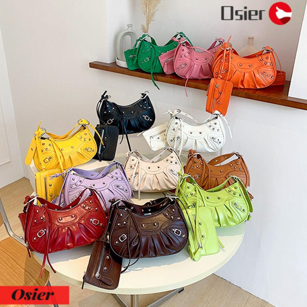 OSIER1 Túi Đeo Chéo Đính Đinh Tán Sang Trọng Phong Cách Punk